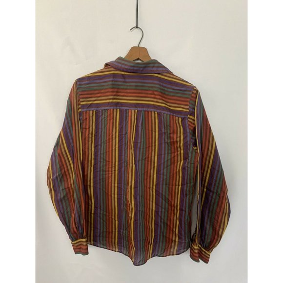 Messages women’s sz 10 vtg 80s vertical stripe multi color button up shirt - Picture 3 of 5